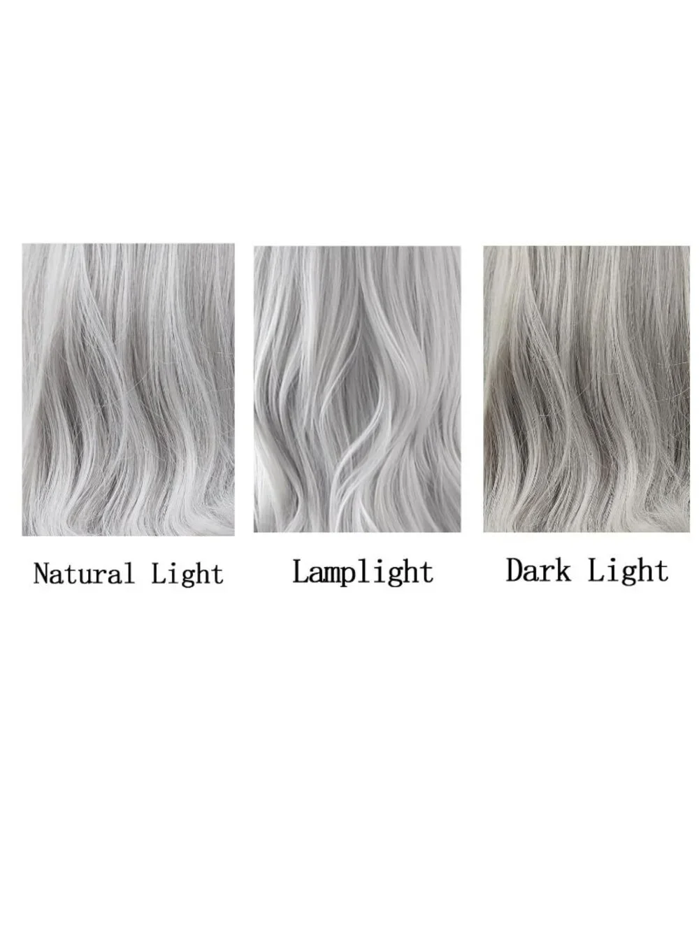 Women's Silver Grey 24 Inch Synthetic Modern Long Wavy Side Bangs Wigs